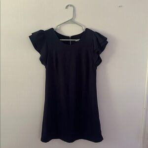 Miami Navy Blue Dress ruffle sleeve size small EUC
